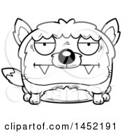 Clipart Graphic Of A Cartoon Black And White Lineart Bored Fox Character Mascot Royalty Free Vector Illustration