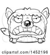 Clipart Graphic Of A Cartoon Black And White Lineart Mad Fox Character Mascot Royalty Free Vector Illustration
