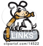 Poster, Art Print Of Dog Chewing On Sausage Links On A Links Internet Web Icon