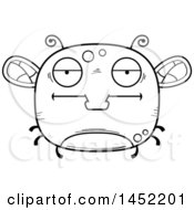 Clipart Graphic Of A Cartoon Black And White Lineart Bored Fly Character Mascot Royalty Free Vector Illustration