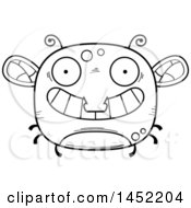 Clipart Graphic Of A Cartoon Black And White Lineart Grinning Fly Character Mascot Royalty Free Vector Illustration