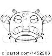 Clipart Graphic Of A Cartoon Black And White Lineart Mad Fly Character Mascot Royalty Free Vector Illustration