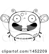 Clipart Graphic Of A Cartoon Black And White Lineart Happy Fly Character Mascot Royalty Free Vector Illustration