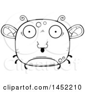 Poster, Art Print Of Cartoon Black And White Lineart Surprised Fly Character Mascot