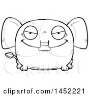 Clipart Graphic Of A Cartoon Black And White Lineart Evil Elephant Character Mascot Royalty Free Vector Illustration
