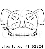 Clipart Graphic Of A Cartoon Black And White Lineart Mad Elephant Character Mascot Royalty Free Vector Illustration