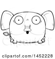 Poster, Art Print Of Cartoon Black And White Lineart Surprised Elephant Character Mascot