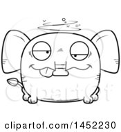 Poster, Art Print Of Cartoon Black And White Lineart Drunk Elephant Character Mascot
