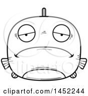 Poster, Art Print Of Cartoon Black And White Lineart Sad Fish Character Mascot