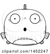 Poster, Art Print Of Cartoon Black And White Lineart Surprised Fish Character Mascot