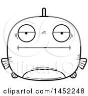 Poster, Art Print Of Cartoon Black And White Lineart Bored Fish Character Mascot