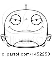 Poster, Art Print Of Cartoon Black And White Lineart Evil Fish Character Mascot
