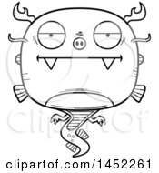 Clipart Graphic Of A Cartoon Black And White Lineart Bored Chinese Dragon Character Mascot Royalty Free Vector Illustration