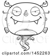 Clipart Graphic Of A Cartoon Black And White Lineart Evil Chinese Dragon Character Mascot Royalty Free Vector Illustration