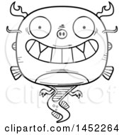 Poster, Art Print Of Cartoon Black And White Lineart Grinning Chinese Dragon Character Mascot