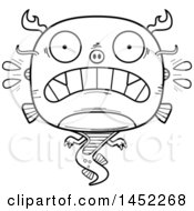 Clipart Graphic Of A Cartoon Black And White Lineart Scared Chinese Dragon Character Mascot Royalty Free Vector Illustration
