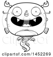 Poster, Art Print Of Cartoon Black And White Lineart Happy Chinese Dragon Character Mascot