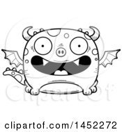 Poster, Art Print Of Cartoon Black And White Lineart Happy Dragon Character Mascot