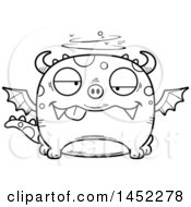 Poster, Art Print Of Cartoon Black And White Lineart Drunk Dragon Character Mascot