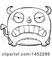 Poster, Art Print Of Cartoon Black And White Lineart Mad Devil Character Mascot