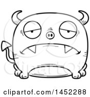 Poster, Art Print Of Cartoon Black And White Lineart Sad Devil Character Mascot