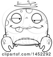 Clipart Graphic Of A Cartoon Black And White Lineart Drunk Crab Character Mascot Royalty Free Vector Illustration