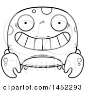 Poster, Art Print Of Cartoon Black And White Lineart Grinning Crab Character Mascot