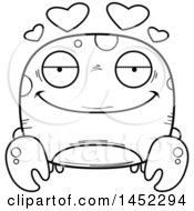 Clipart Graphic Of A Cartoon Black And White Lineart Loving Crab Character Mascot Royalty Free Vector Illustration