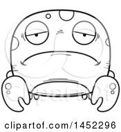 Clipart Graphic Of A Cartoon Black And White Lineart Sad Crab Character Mascot Royalty Free Vector Illustration
