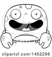 Clipart Graphic Of A Cartoon Black And White Lineart Happy Crab Character Mascot Royalty Free Vector Illustration