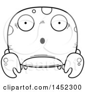 Clipart Graphic Of A Cartoon Black And White Lineart Surprised Crab Character Mascot Royalty Free Vector Illustration