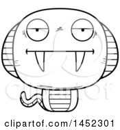 Clipart Graphic Of A Cartoon Black And White Lineart Bored Cobra Snake Character Mascot Royalty Free Vector Illustration