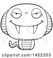 Clipart Graphic Of A Cartoon Black And White Lineart Evil Cobra Snake Character Mascot Royalty Free Vector Illustration