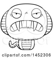 Clipart Graphic Of A Cartoon Black And White Lineart Mad Cobra Snake Character Mascot Royalty Free Vector Illustration