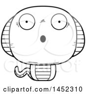 Clipart Graphic Of A Cartoon Black And White Lineart Surprised Cobra Snake Character Mascot Royalty Free Vector Illustration