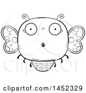 Poster, Art Print Of Cartoon Black And White Lineart Surprised Butterfly Character Mascot