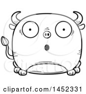 Poster, Art Print Of Cartoon Black And White Lineart Surprised Bull Character Mascot