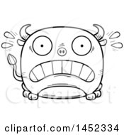 Poster, Art Print Of Cartoon Black And White Lineart Scared Bull Character Mascot