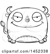 Poster, Art Print Of Cartoon Black And White Lineart Evil Bull Character Mascot