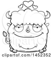 Poster, Art Print Of Cartoon Black And White Lineart Loving Buffalo Character Mascot