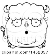 Poster, Art Print Of Cartoon Black And White Lineart Surprised Buffalo Character Mascot