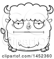 Poster, Art Print Of Cartoon Black And White Lineart Bored Buffalo Character Mascot