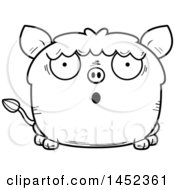 Poster, Art Print Of Cartoon Black And White Lineart Surprised Boar Character Mascot