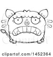 Poster, Art Print Of Cartoon Black And White Lineart Scared Boar Character Mascot