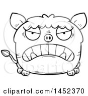 Poster, Art Print Of Cartoon Black And White Lineart Mad Boar Character Mascot