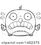 Poster, Art Print Of Cartoon Black And White Lineart Scared Bird Character Mascot