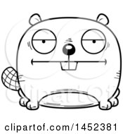 Clipart Graphic Of A Cartoon Black And White Lineart Bored Beaver Character Mascot Royalty Free Vector Illustration