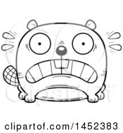 Poster, Art Print Of Cartoon Black And White Lineart Scared Beaver Character Mascot