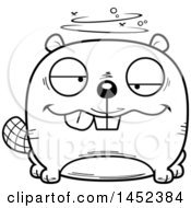 Poster, Art Print Of Cartoon Black And White Lineart Drunk Beaver Character Mascot