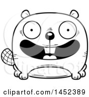 Poster, Art Print Of Cartoon Black And White Lineart Happy Beaver Character Mascot